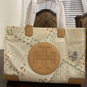 Tory Burch Ella Printed Tote Shoulder Bag Tea Rose